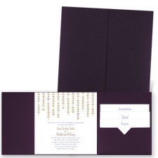 Heart Garland - Eggplant - Pocket Invitation