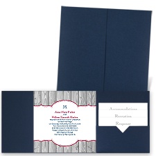 Weathered Fence - Navy - Pocket Invitation
