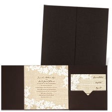 Burlap and Lace - Brown Shimmer - Pocket Invitation