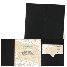 Burlap and Lace - Black - Pocket Invitation