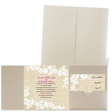 Burlap and Lace - Gold Shimmer - Pocket Invitation