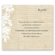 Burlap and Lace - Reception Card