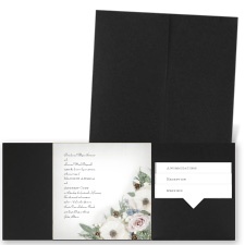 Winter Floral - Black - Pocket Invitation