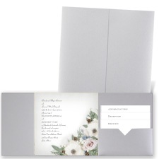 Winter Floral - Silver Shimmer - Pocket Invitation