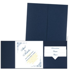 Delicate Filigree - Navy - Pocket Invitation