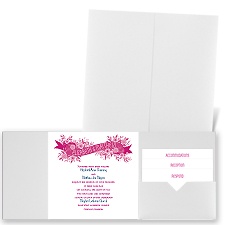 Ribbon and Blooms - White Shimmer - Pocket Invitation