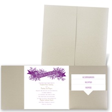 Ribbon and Blooms - Gold Shimmer - Pocket Invitation
