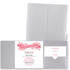 Ribbon and Blooms - Silver Shimmer - Pocket Invitation