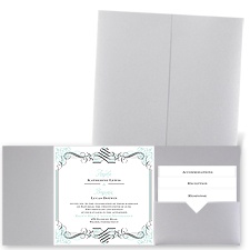 Lavish Border - Silver Shimmer - Pocket Invitation