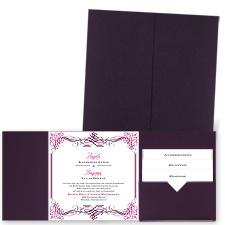 Lavish Border - Eggplant - Pocket Invitation