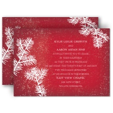 Snowy Pines - Barn Red - Invitation