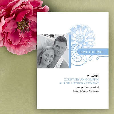Flower Save The Date Card - Cornflower
