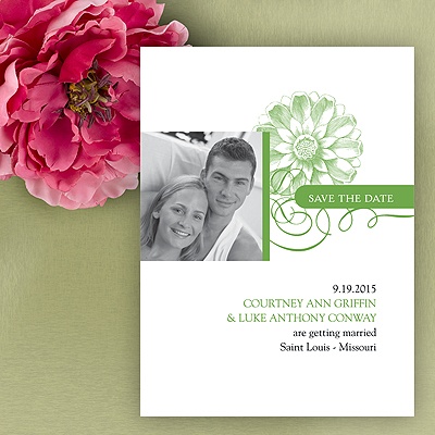 Flower Save The Date Card - Grass