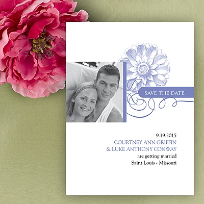 Flower Save The Date Card - Hydrangea