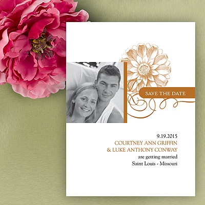 Flower Save The Date Card - Terra Cotta