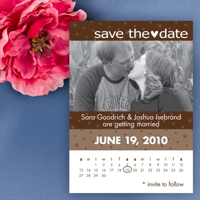 Calendar Save The Date Card - Chocolate