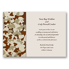 Hunt for Love - Brown Camouflage - Ecru Invitation