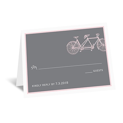 Bicycle Built for Two - Pink - Respond Card and Envelope