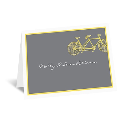 Bicycle Built for Two - Yellow - Note Card and Envelope