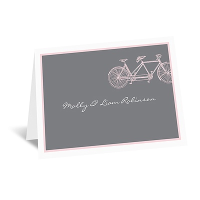 Bicycle Built for Two - Pink - Note Card and Envelope