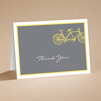 Bicycle Built for Two - Yellow - Thank You Card and Envelope