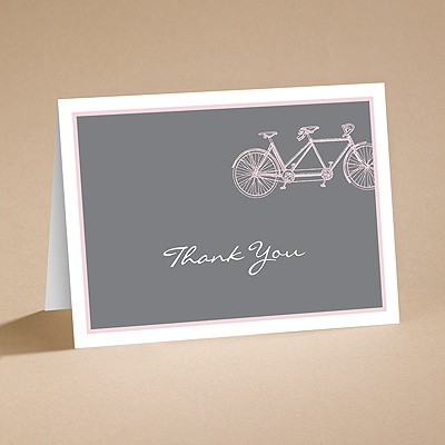 Bicycle Built for Two - Pink - Thank You Card and Envelope