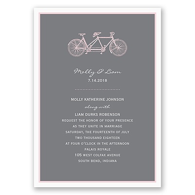 Bicycle Built for Two - Pink Invitation