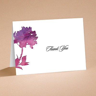 Purple Spring Flowers - Thank You Card and Envelope