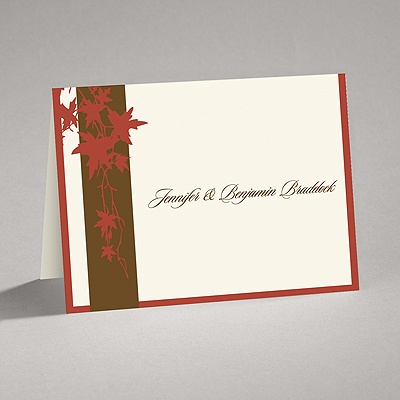 Band of Leaves - Red - Thank You Card and Envelope
