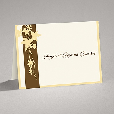 Band of Leaves - Yellow - Thank You Card and Envelope