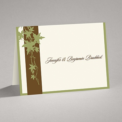 Band of Leaves - Green - Thank You Card and Envelope