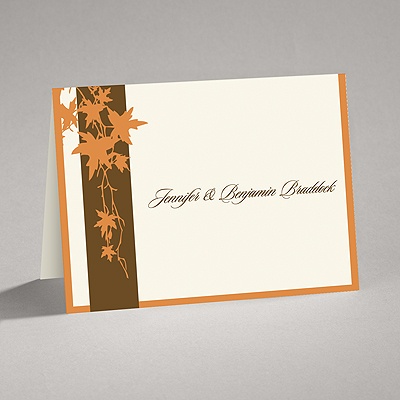 Band of Leaves - Orange - Thank You Card and Envelope