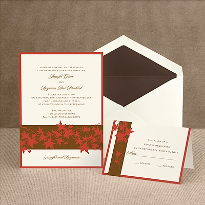 Band of Leaves - Red - Invitation