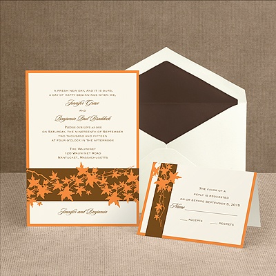Band of Leaves - Orange - Invitation