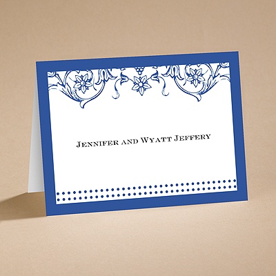 Filigree Flowers - Sapphire Blue - Note Card and Envelope