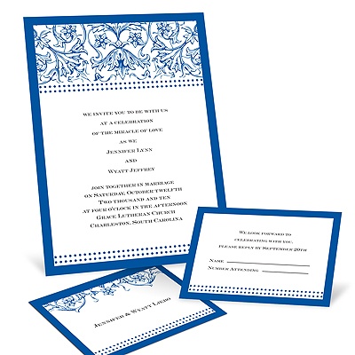 Filigree Flowers - Sapphire Blue - Invitation