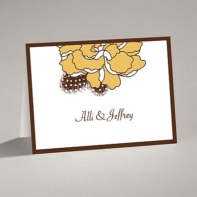 Feathered Flower - Taupe - Thank You Card and Envelope