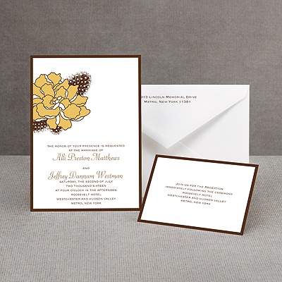 Feathered Flower - Taupe - Invitation