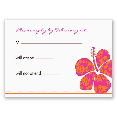 Hibiscus Boarding Pass to Romance - Respond Card and Envelope