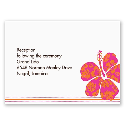 Hibiscus Boarding Pass to Romance - Reception Card