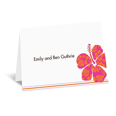 Hibiscus Boarding Pass to Romance - Note Card and Envelope