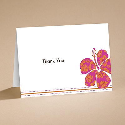 Hibiscus Boarding Pass to Romance - Thank You Card with Verse and Enve