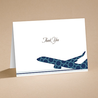 Airplane Boarding Pass to Romance - Thank You Card with Verse and Enve