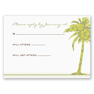 Palm Tree Boarding Pass to Romance - Respond Card and Envelope