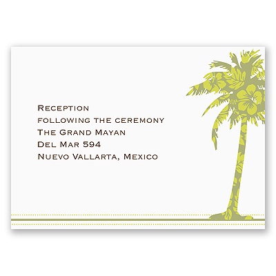 Palm Tree Boarding Pass to Romance - Reception Card