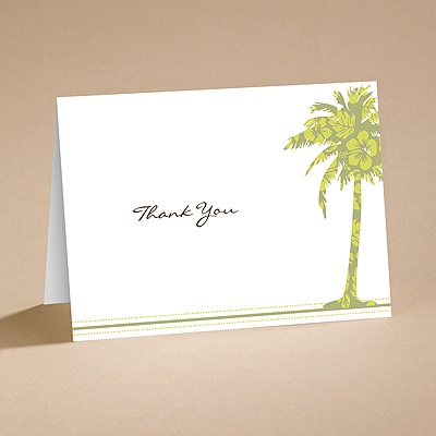 Palm Tree Boarding Pass to Romance - Thank You Card with Verse and En