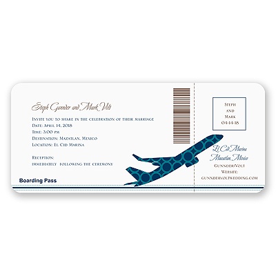 Airplane Boarding Pass to Romance - Invitation