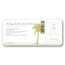 Palm Tree Boarding Pass to Romance - Invitation