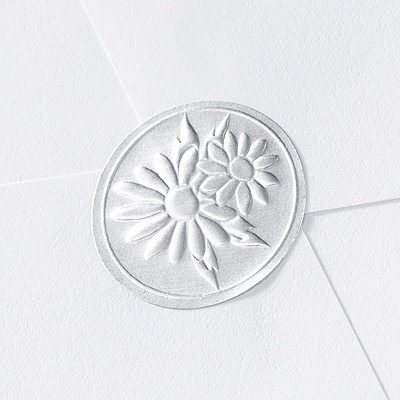 Blank Silver Embossed Daisies Wedding Seal