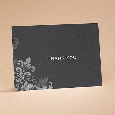 Flourishes - Black - Thank You Card and Envelope